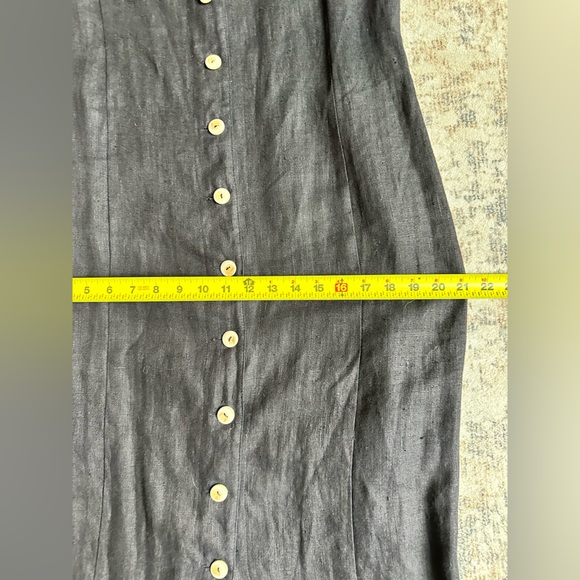 Vintage Harvé Benard 100%‎ Linen Black Button-Front Midi Dress Size 12 - Picture 10 of 10